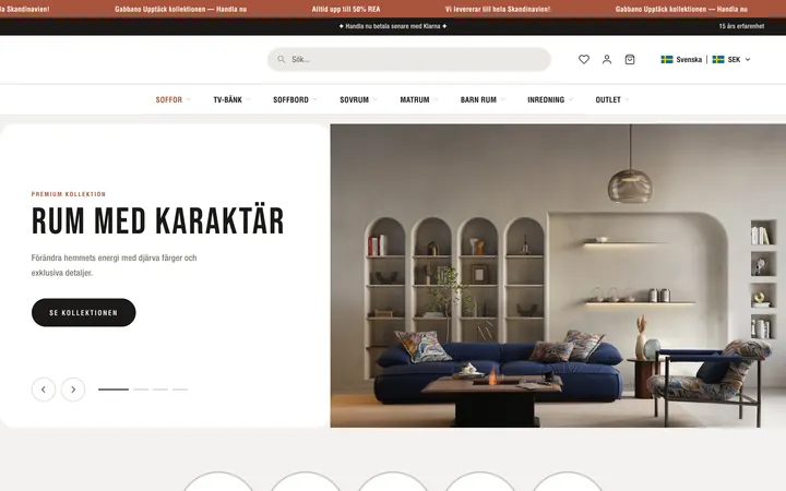 Gabbano Shopify mağazası ana sayfa ekran görüntüsü